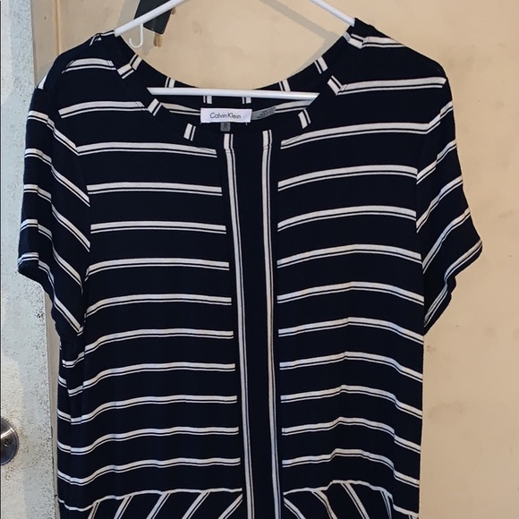 Calvin Klein blue and white stripe dress (long) - Picture 1 of 2